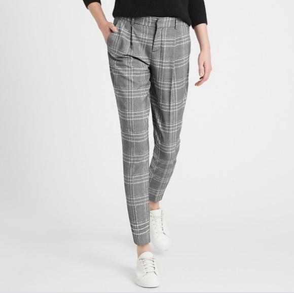 NWT Banana Republic Glen Plaid Pants 6 High Rise Tapered Leg - Picture 1 of 6